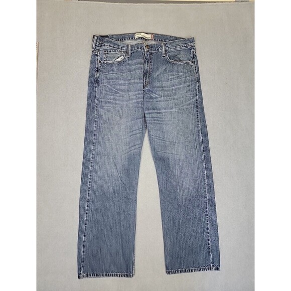 Levis 569 Mens Jeans 38x32 Loose Baggy Straight Blue Cotton Whiskered Mid Rise - Picture 1 of 15